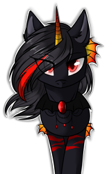 Size: 861x1400 | Tagged: safe, artist:cloud-fly, derpibooru import, oc, oc:rizzia, pony, unicorn, vampire, vampony, clothes, costume, eye clipping through hair, female, mare, nightmare night costume, red and black oc, simple background, solo, transparent background