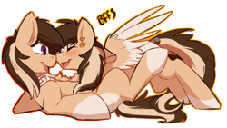 Size: 983x553 | Tagged: safe, artist:beardie, oc, oc only, oc:buttercream scotch, oc:cream, oc:scotch, earth pony, hippogriff, pony, blushing, boop, brother and sister, cute, duo, female, male, mare, noseboop, siblings, simple background, stallion, transparent background, twins, wholesome