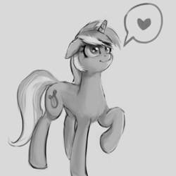 Size: 1600x1600 | Tagged: safe, artist:hardbrony, derpibooru import, lyra heartstrings, pony, unicorn, female, heart, mare, monochrome, pictogram, solo