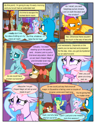 Size: 612x792 | Tagged: safe, artist:newbiespud, edit, edited screencap, screencap, gallus, ocellus, sandbar, silverstream, smolder, yona, changedling, changeling, classical hippogriff, dragon, earth pony, griffon, hippogriff, pony, yak, comic:friendship is dragons, angry, bed, bored, climbing, comic, crowbar, dialogue, dragoness, female, frown, looking down, looking up, lying, male, raised hoof, screencap comic, sitting, student six, worried