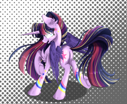 Size: 2000x1628 | Tagged: safe, artist:mysteriousshine, twilight sparkle, twilight sparkle (alicorn), alicorn, pony, alternate design, rainbow power, simple background, solo, starry eyes, transparent background, wingding eyes