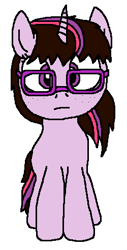 Size: 250x491 | Tagged: safe, artist:logan jones, part of a set, oc, oc:tina sparks, pony, unicorn, alternate universe, freckles, glasses, not twilight sparkle