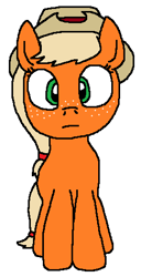 Size: 257x501 | Tagged: safe, artist:logan jones, part of a set, oc, oc:allison jack, pony, alternate universe, freckles, hat, looking at you, not applejack