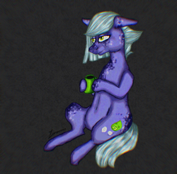 Size: 782x768 | Tagged: safe, artist:zarmana, limestone pie, pony, crying, cup, sad, sitting, solo