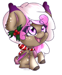 Size: 1240x1506 | Tagged: safe, artist:sachanxx, derpibooru import, oc, oc only, chibi, clothes, cute, digital art, female, mare, open mouth, scarf, signature, simple background, solo, transparent background, ych result