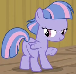 Size: 834x812 | Tagged: safe, screencap, wind sprint, pegasus, pony, common ground, season 9, bedroom eyes, butt, cropped, female, filly, foal, freckles, looking at you, looking back, looking back at you, plot, raised hoof, seductive, seductive look, seductive pose, smiling, solo