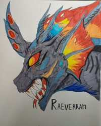 Size: 864x1080 | Tagged: safe, artist:raeverran, oc, oc:xevium, changeling, unicorn, red changeling, snake tongue, solo, teeth