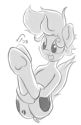 Size: 458x710 | Tagged: safe, artist:elppa, derpibooru import, oc, oc:ink drop, earth pony, pony, both cutie marks, grayscale, monochrome, solo, underhoof