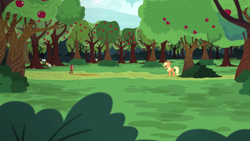 Size: 2400x1350 | Tagged: safe, derpibooru import, screencap, applejack, earth pony, pony, buckball season, apple orchard, apple tree, bullseye, female, mare, solo, target, tree