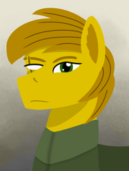 Size: 768x1024 | Tagged: safe, artist:riley vinchers, oc, earth pony, pony, equestria at war mod, bust, clothes, green eyes, military uniform, one eyed, portrait, scar