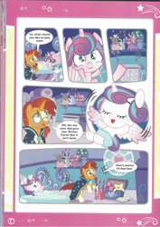 Size: 826x1169 | Tagged: safe, derpibooru import, princess flurry heart, sunburst, pony, baby, comic, diaper, foal, magazine scan, the quest for the lost toy, toy