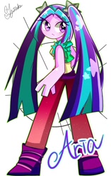 Size: 754x1200 | Tagged: safe, artist:yuyutsuka_0130, derpibooru import, aria blaze, equestria girls, female, looking at you, no nose, solo