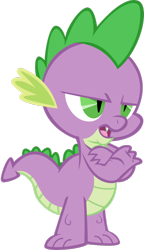 Size: 679x1177 | Tagged: safe, artist:cloudyglow, spike, dragon, crossed arms, male, simple background, solo, spike is not amused, transparent background, unamused, vector