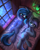 Size: 1947x2417 | Tagged: safe, artist:atlas-66, derpibooru import, oc, oc only, oc:andromeda galaktika, oc:belfry towers, bat pony, moth, pony, bat pony oc, bat wings, bed, bedroom, chest fluff, commission, cute, cute little fangs, digital art, duo, duo female, eye clipping through hair, fangs, female, folded wings, freckles, high res, lamp, lantern, looking at each other, lying on bed, mare, moonlight, night, open mouth, pillow, rain, room, slit eyes, smiling, talking