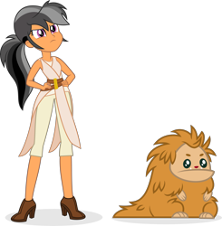 Size: 5719x5841 | Tagged: safe, artist:punzil504, chestnut magnifico, daring do, pukwudgie, equestria girls, chewbacca, clothes, duo, female, hands on hip, high heels, rey, shoes, simple background, star wars, transparent background