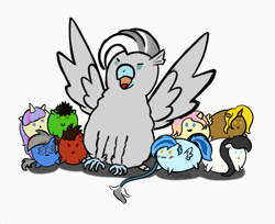 Size: 1081x881 | Tagged: safe, artist:dyonys, derpibooru import, oc, earth pony, hippogriff, pegasus, pony, unicorn, android, birb, chibi, female, male, mare, stallion