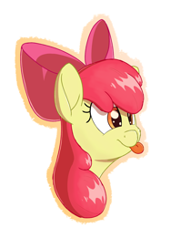 Size: 2250x3000 | Tagged: safe, artist:litrojia, apple bloom, earth pony, pony, bust, female, filly, portrait, simple background, smiling, solo, tongue out, white background