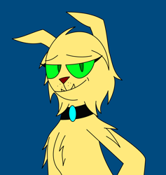 Size: 1828x1930 | Tagged: safe, artist:derpanater, derpibooru import, oc, oc only, oc:scrappy, diamond dog, hellhound, fallout equestria, collar, female, female diamond dog, fur, looking at you, smiling, solo