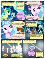 Size: 612x792 | Tagged: safe, artist:newbiespud, edit, edited screencap, screencap, gallus, ocellus, sandbar, silverstream, smolder, yona, changedling, changeling, classical hippogriff, dragon, earth pony, griffon, hippogriff, pony, yak, comic:friendship is dragons, comic, dialogue, dragoness, female, glow, male, screencap comic, student six, teleportation, worried