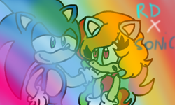 Size: 800x480 | Tagged: safe, artist:bendygirltricity, derpibooru import, rainbow dash, anthro, crossover, female, interspecies, male, shipping, sonic the hedgehog, sonic the hedgehog (series), sonicdash, sonicified, straight