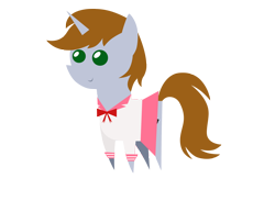 Size: 3182x2327 | Tagged: safe, artist:aborrozakale, derpibooru import, oc, oc only, oc:littlepip, pony, unicorn, fallout equestria, clothes, dress, fanfic, fanfic art, female, hooves, horn, mare, pointy ponies, schoolgirl, simple background, smiling, solo, tomboy taming, transparent background, vector