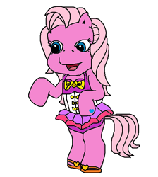 Size: 616x686 | Tagged: safe, artist:logan jones, derpibooru import, pinkie pie (g3), pony, better together, equestria girls, forgotten friendship, g3, bipedal, clothes, equestria girls to g3, female, flip-flops, g4 to g3, generation leap, sandals, swimsuit