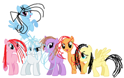 Size: 1024x645 | Tagged: safe, anonymous artist, derpibooru import, oc, oc:badbitch, oc:boring nerd, oc:crazy mess, oc:girly siwa, oc:grumpy dull, oc:rotten apple, 1000 hours in ms paint, base used, bow, eww, why