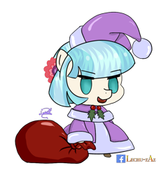 Size: 800x834 | Tagged: safe, artist:lechu-zaz, coco pommel, earth pony, pony, christmas, fate/grand order, hat, holiday, padoru, santa hat, simple background, transparent background