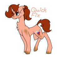 Size: 900x700 | Tagged: safe, artist:foxytthepiratefoxgir, derpibooru import, oc, oc only, oc:quick fix (ice1517), pony, unicorn, chest fluff, cut, dirt, female, mare, redesign, simple background, solo, transparent background