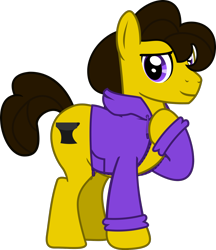 Size: 1358x1571 | Tagged: safe, artist:lightningbolt, derpibooru exclusive, oc, oc only, oc:terra, earth pony, pony, .svg available, clothes, commission, hoodie, looking at you, male, older, raised hoof, simple background, solo, stallion, svg, transparent background, vector