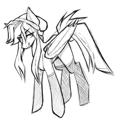 Size: 2480x2591 | Tagged: safe, artist:earthpone, oc, oc:lin, bat pony, pegasus, pony, female, mare, sketch, solo