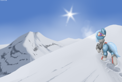 Size: 3000x2000 | Tagged: safe, artist:tarantuloo, oc, pony, clothes, male, mountain, snow