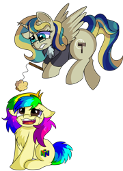 Size: 1600x2223 | Tagged: safe, artist:rainbowtashie, oc, oc only, oc:queen fresh care, oc:rainbow tashie, alicorn, earth pony, pony, adorable face, alicorn oc, alicorn princess, butt, clothes, commissioner:bigonionbean, cute, cutie mark, dat butt, dentist, female, flank, food, fusion, fusion:queen fresh care, glasses, mare, meme, muffin, nintendo 64, plot, simple background, transparent background, writer:bigonionbean