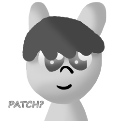 Size: 1000x1000 | Tagged: artist needed, safe, oc, oc only, oc:patch patch, gray eyes, gray fur, gray mane, grayscale, looking at you, miiverse, monochrome, simple background, solo, transparent background