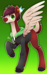 Size: 1813x2837 | Tagged: safe, artist:polymercorgi, derpibooru import, oc, oc:kyper belt, pegasus, pony, clothes, gradient background, hoodie, male, solo, stallion