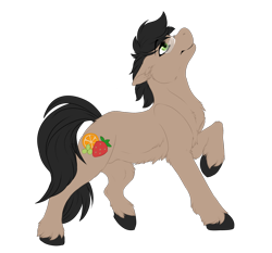 Size: 1278x1189 | Tagged: safe, artist:requiem♥, derpibooru import, oc, pony, brown fur, cheek fluff, commission, dark brown hair, female, fruit, glasses, green eyes, hooves, male, simple background, solo, straight, transparent background