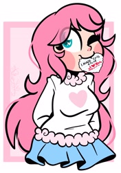 Size: 2681x3809 | Tagged: safe, artist:befishproductions, oc, oc:fluffle puff, human, clothes, humanized, skirt, solo, sweater