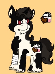 Size: 900x1200 | Tagged: safe, artist:redstreakboy, oc, oc:tabby milk, unicorn, cutie mark, male, pinto, pinto fluffy, skewbald, stallion, unicorn oc