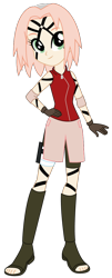 Size: 478x1189 | Tagged: safe, artist:lhenao, artist:selenaede, equestria girls, barely eqg related, base used, crossover, equestria girls-ified, haruno sakura, naruto, solo