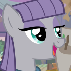 Size: 1079x1078 | Tagged: safe, screencap, maud pie, mudbriar, earth pony, pony, student counsel, cropped, cute, female, male, mare, maudabetes, open mouth, smiling, solo focus, stallion, when she smiles