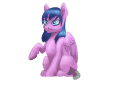 Size: 1024x732 | Tagged: safe, artist:jazzwolf347, oc, oc only, pegasus, pony, female, lidded eyes, mare, raised hoof, redraw, simple background, sitting, solo, transparent background