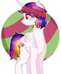 Size: 813x983 | Tagged: safe, artist:pokeponyeq, oc, oc:celentina, alicorn, pony, base used, female, floral head wreath, flower, mare, solo