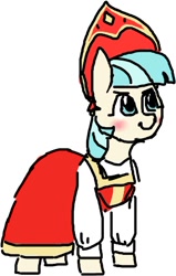 Size: 300x471 | Tagged: safe, artist:taika403, derpibooru import, coco pommel, pony, blushing, clothes, kokoshnik