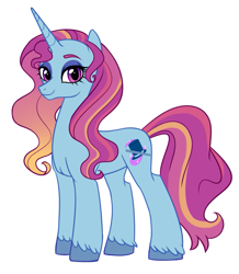 Size: 951x1090 | Tagged: safe, artist:miatsukyyy, oc, oc:megan fancy saddles, pony, unicorn, female, mare, offspring, parent:fancypants, parent:sassy saddles, simple background, solo, white background