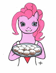 Size: 946x1219 | Tagged: safe, artist:assertiveshypony, pinkie pie, pony, donut, drawing, food, simple background, smiling at you, white background