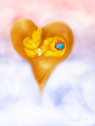 Size: 744x992 | Tagged: safe, artist:joycat, oc, oc:fire ice, pegasus, pony, female, heart pony, mare, sleeping, solo