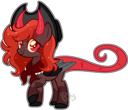 Size: 1280x1103 | Tagged: safe, artist:kurosawakuro, oc, oc only, hybrid, base used, cowboy hat, female, freckles, hat, horns, interspecies offspring, magical gay spawn, mare, offspring, parent:big macintosh, parent:discord, parents:discomac, shawl, simple background, solo, transparent background, wings