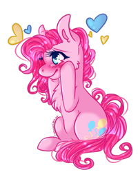 Size: 667x820 | Tagged: safe, artist:crescentmyst, pinkie pie, pony, chest fluff, chibi, simple background, solo, transparent background