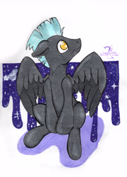 Size: 5631x7868 | Tagged: safe, artist:lechu-zaz, thunderlane, pegasus, pony, solo, stars, traditional art