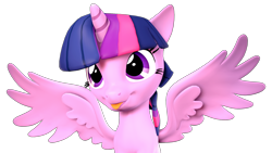 Size: 4088x2300 | Tagged: safe, artist:flushthebatsanta, twilight sparkle, twilight sparkle (alicorn), alicorn, pony, 3d, cute, female, silly, silly pony, simple background, solo, source filmmaker, transparent background, twiabetes